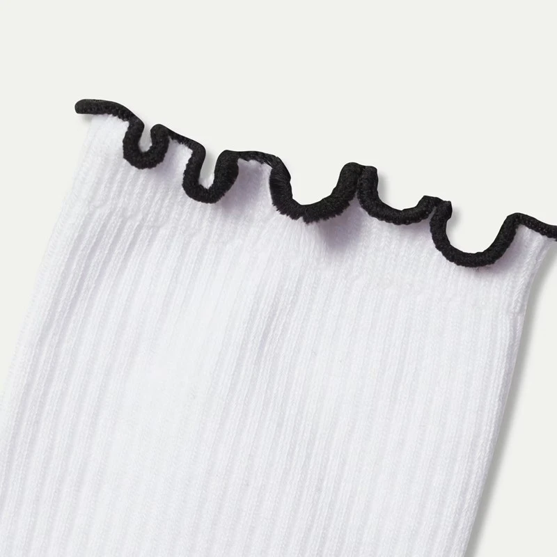CUSTOM CONTRAST RUFFLE RIBBED ANKLE SOCKS best