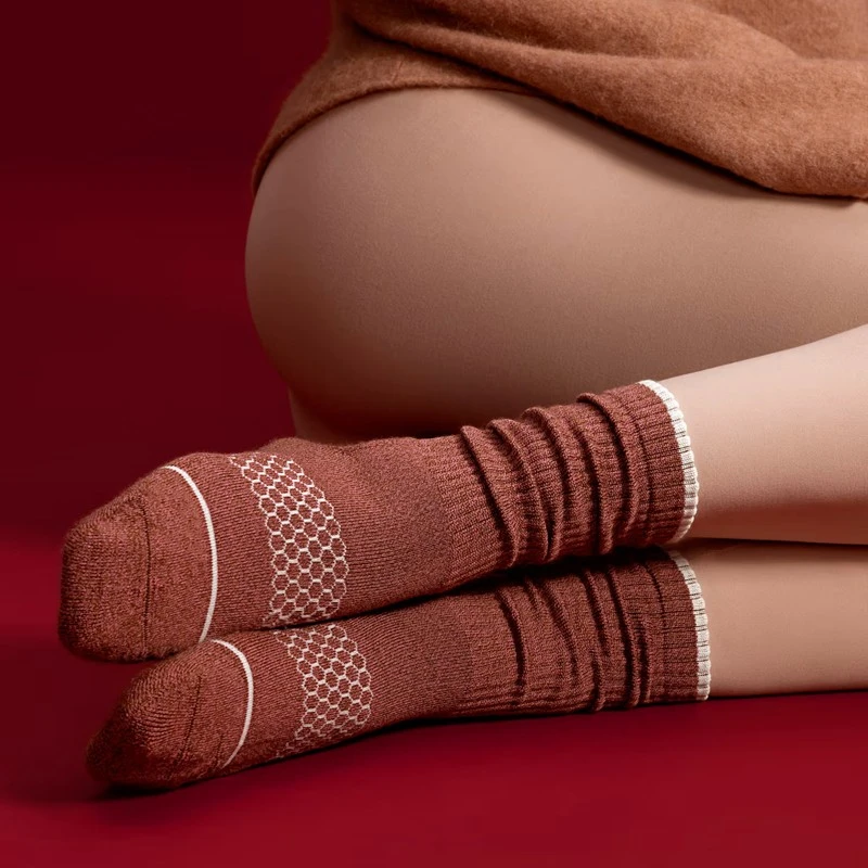 Custom Earth Tone Ribbed Crew Socks factory