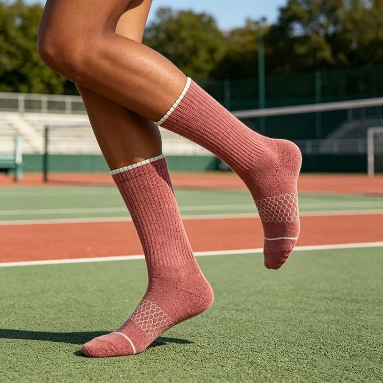Custom Earth Tone Ribbed Crew Socks high quality