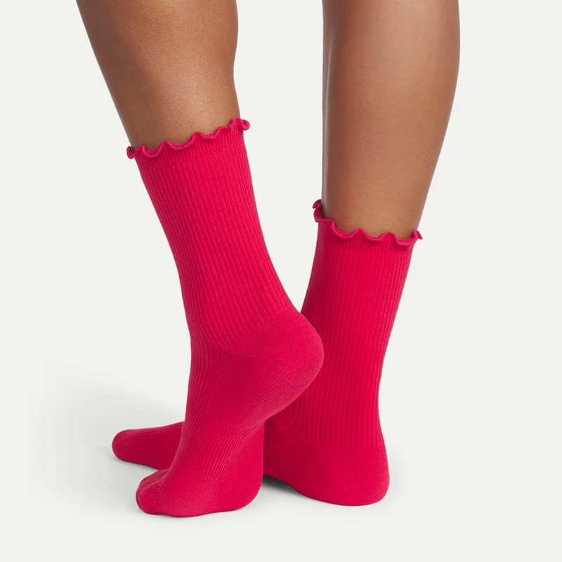 SCALLOP EDGE RIBBED SOCKS factory