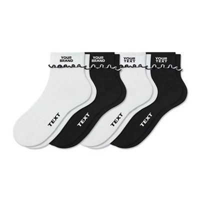 Custom Contrast Ruffle Ribbed Ankle Socks